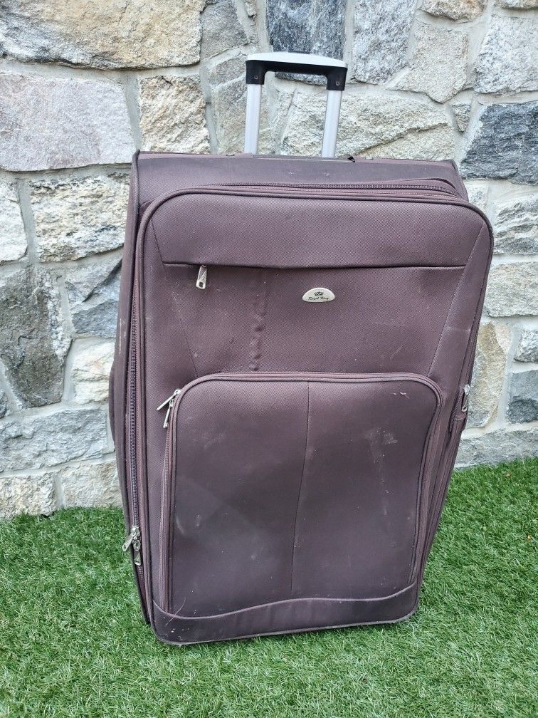 Big BROWN Get Outta Town Suitcase $25, 32" X 20" X 12" Expandable 