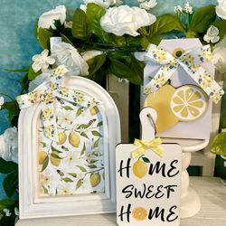 Beautiful tier tray lemon decor mini cutting board framed pic & more