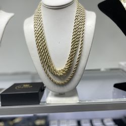 10k Gold Plated 6mm Rope Chains 