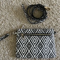Black And White Wristlet/Crossbody Bag