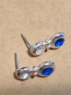 Diamond and blue stone earrings
