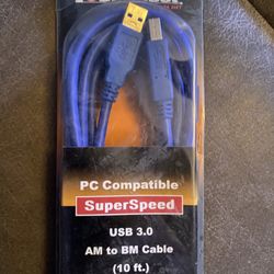 PPA SuperSpeed USB Type-A 3.0 AM to BM Cable - 6 ft