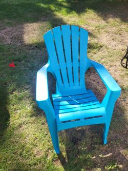 Blue plastic outdoor chair