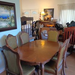 Dinning Diner Table With 8 Chairs Antique 