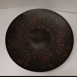 15" round bronze? brass? metal platter (has minor dents) $5 FIRM