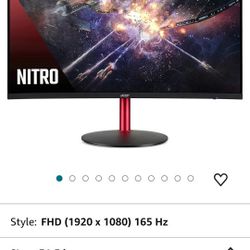 Acer Nitro 32" Curved Gaming Monitor Full HD 1920x1080 165Hz HDMI - Excellent 