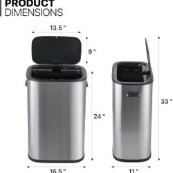 14.5-Gallon Touchless Automatic Motion Sensor Trash Can with Soft-Close Lid for Kitchen Bathroom Bedro