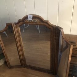 Solid Wood Long Bedroom Dresser With Mirror 