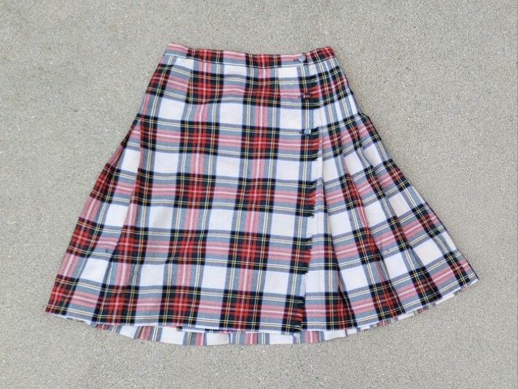 Vtg Bonda 100% Pure Wool Wrap Kilt Plaid Skirt
