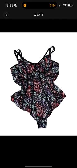 Torrid Curve Women’s Plus Size 3 Black Multicolor Floral One Piece Bodysuit