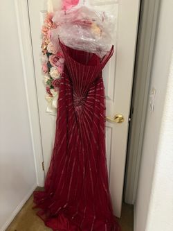 Burgundy  Beaded Formal Gown