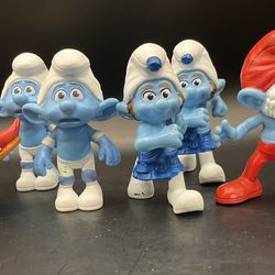 2011 McDonald's Smurfs Movie Happy Meal Toy Lot Of 6 - Papa Farmer Gutsy 