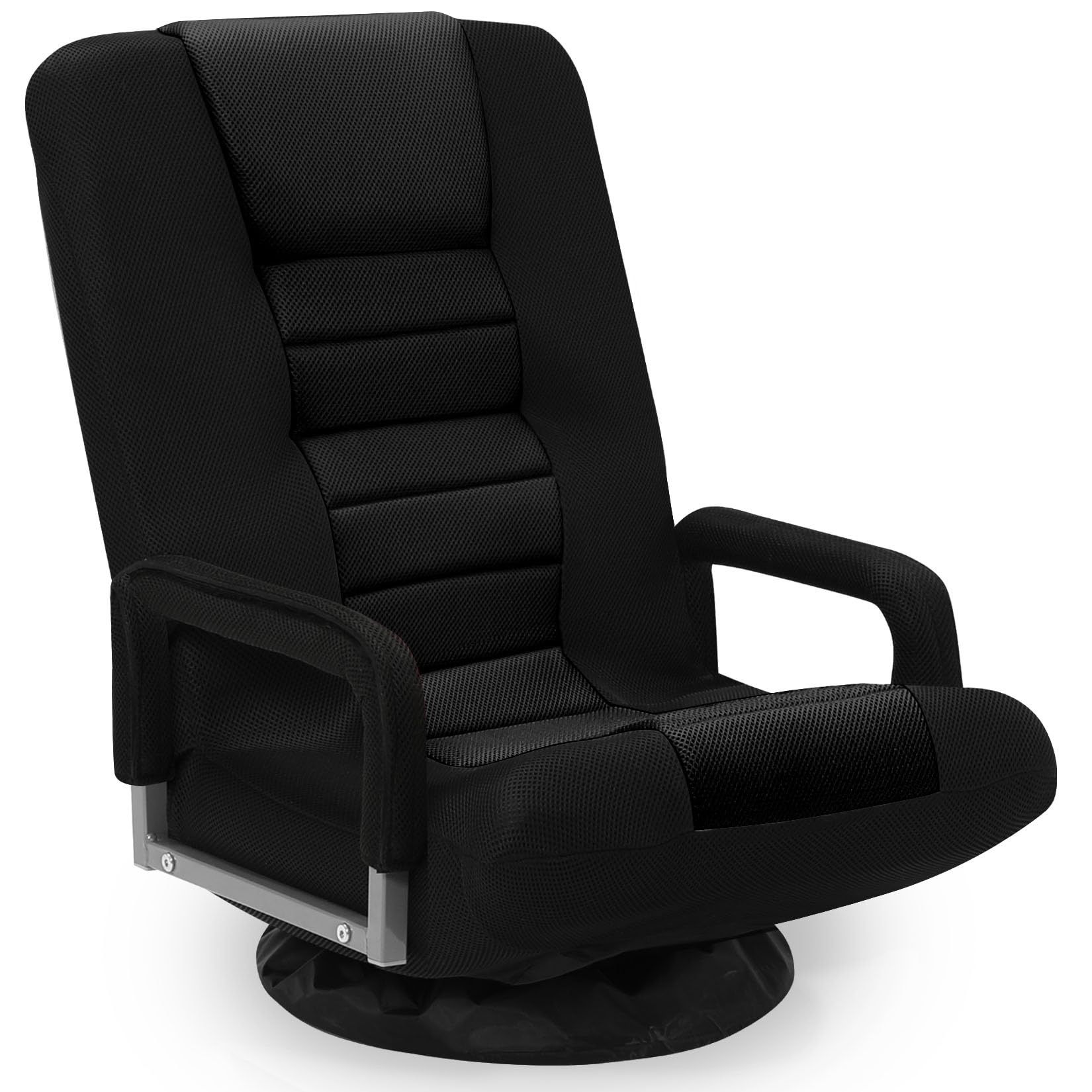 Swivel Floor Gaming Chair w/Armrests, Folding Video Reclining Sofa w/6 Adjustable Position, Padded Backrest & Cushion, Lazy Lounger Couch for E-Sports