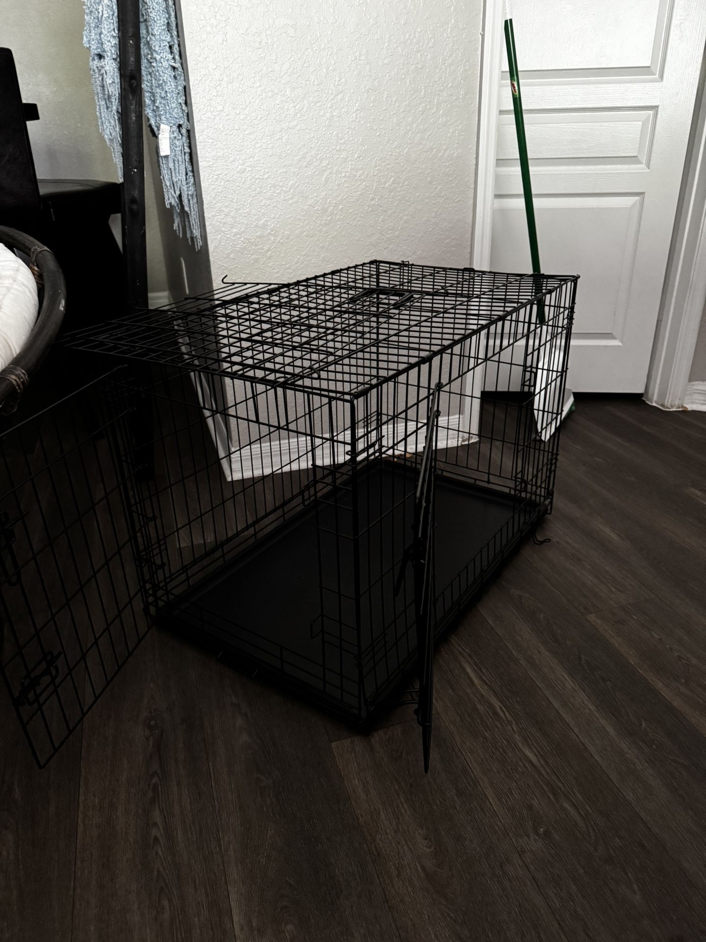 Dog Cage, Bed, Leash And Harness