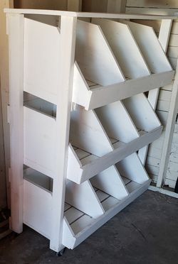 Solid White Wood Stand With Wheels