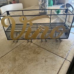 Wine Rack, Holds  5 Bottles And 4 Wine Glasses 