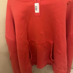 gv gallery red distressed hoodie