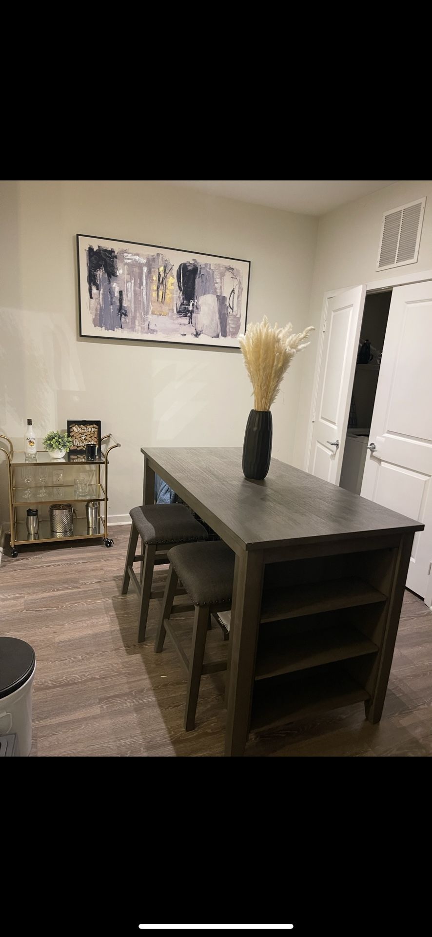 Wooden Table With 4 Stools