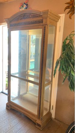 Wood Curio with glass shelves