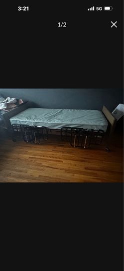 Twin hospital bed and table