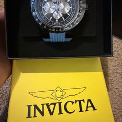 Invicta Chronograph Watch - Black & Light Blue