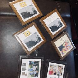 $30- ALL 6 are size 9”X 9” picture frames- 2 are a darker chocolate brown and the other 4 are a lighter brown.All are still in new plastic .  Pick up 