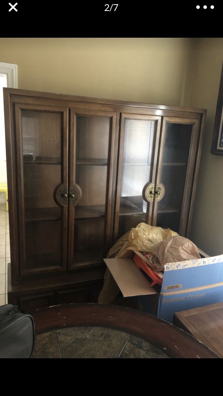 Antique china cabinet and bar table