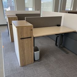 Height adjustable Desk  w/side cabinet