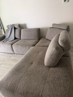 Gray Fabric Sectional Sofa with Chaise
