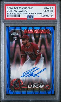 2024 Topps Chrome Jordan Lawlar Blue Raywave Refractor Rookie Auto /150 PSA 10