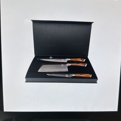 CHOLYS Professional Damascus Pattern Kitchen Knife Set of 3pcs 🍽️🔪