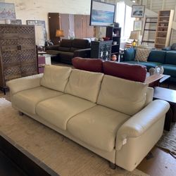 Stressless Cream Leather 3 Seat Sofa