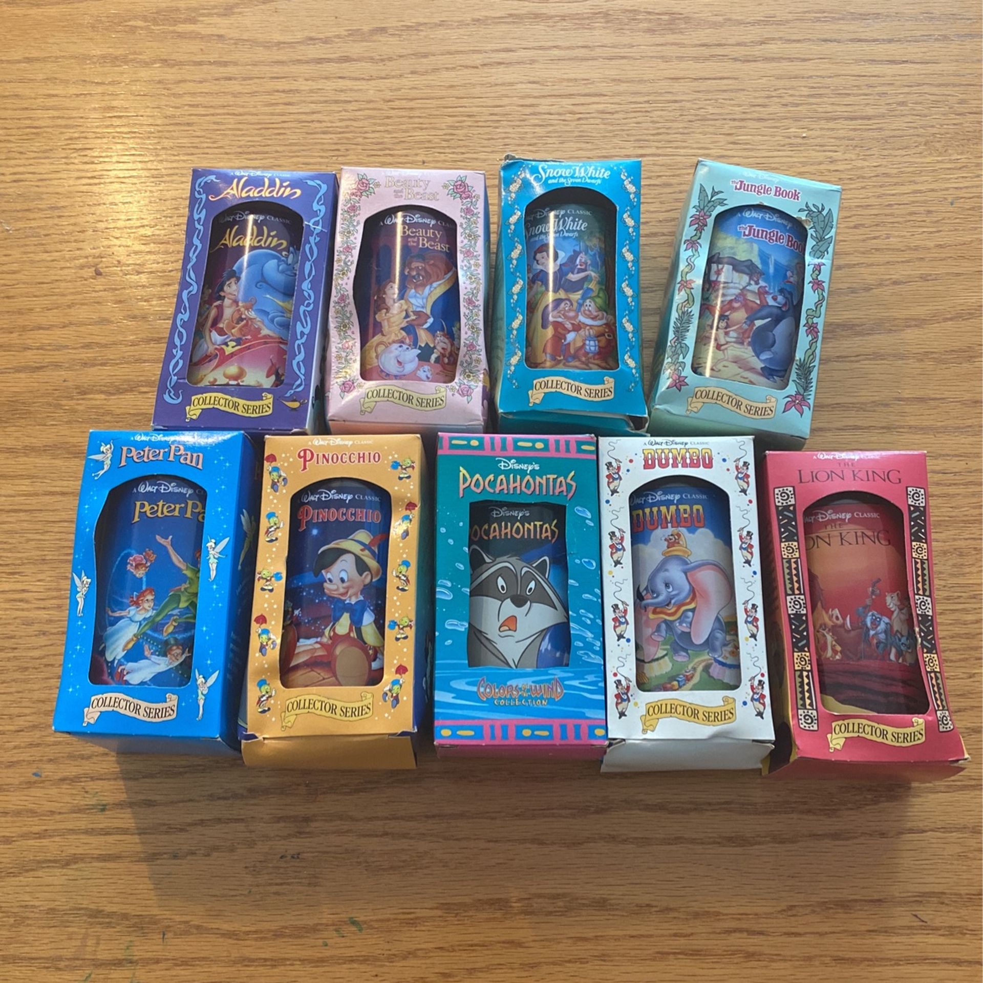 1994 Walt Disney Collector Series Cups / Glasses Coca-Cola Burger King Set of 9