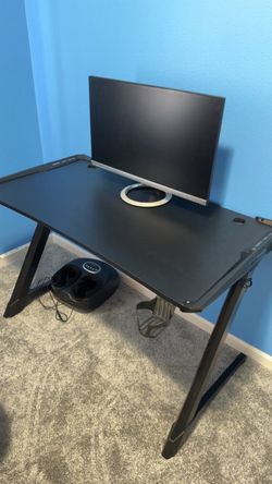 Desk and monitor