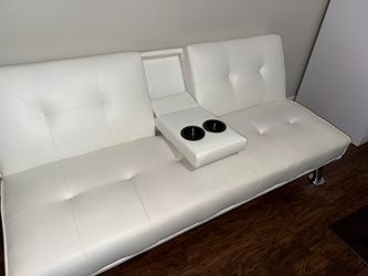 White Leather Futon Couch