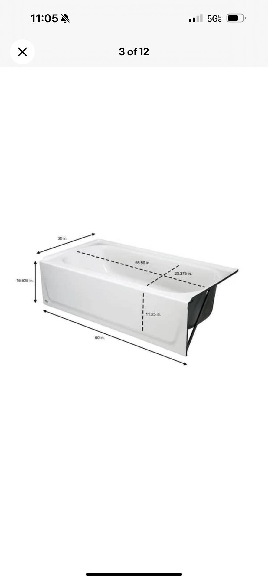 Maui 60 in. x 30 in. Soaking Bathtub with Right Drain in White