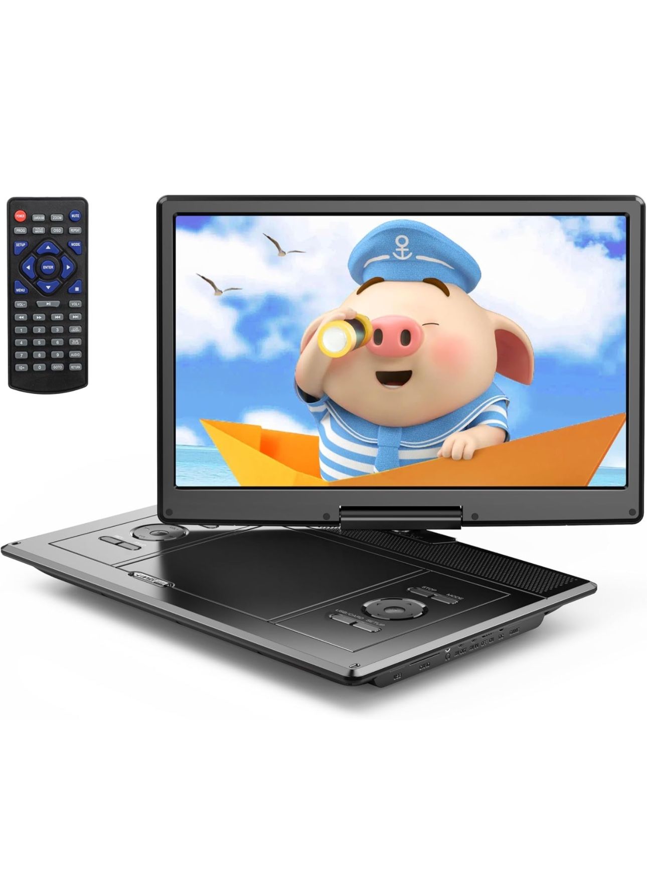 YOTON 16.9" Portable DVD Player with 14.1" HD Swivel Screen for Car, 4-6 Hours Playtime with Battery, Smart Memory Playback, USB/SD Support [Blu-ray N