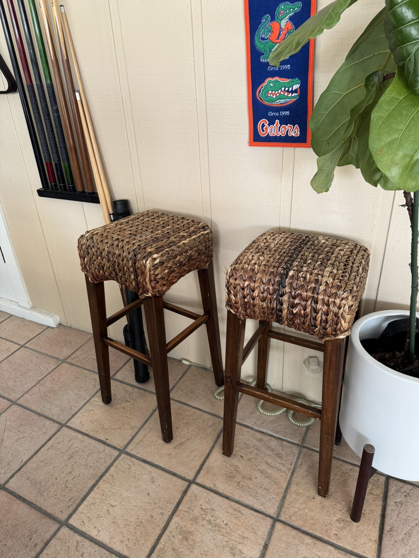 Potter Barn Wicker Bar Stools Set Of 2
