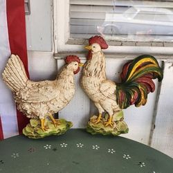 Vintage Homco Rooster & Hen Wall Plaques 🐓