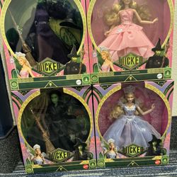 Wicked Deluxe Elphaba and Glinda Doll Sets from both movies (4 dolls) NWB 