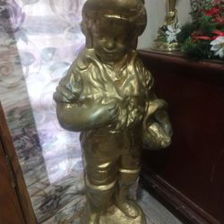 3.5ft Cement Gold Statue 