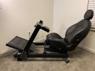 Custom Computer Racing Simulator Cockpit With Mini Cooper Leather Sports Seat