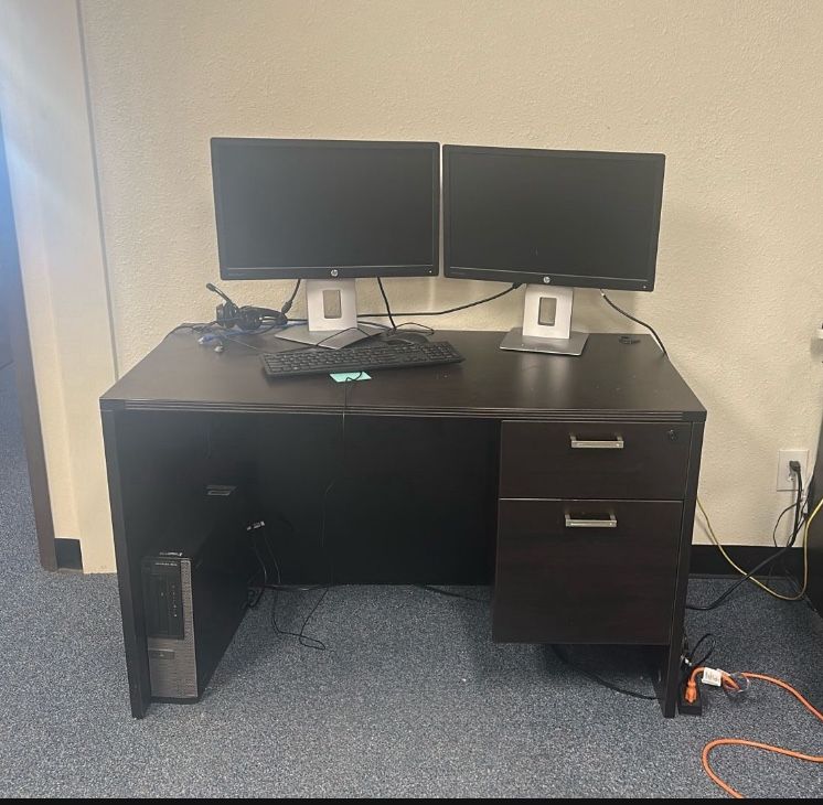 Espresso Small Desk Two Drawers