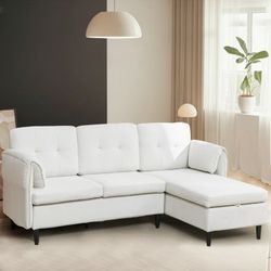 Korser Sectional Sofa Couch with Reversible Storage 3 Seat L-Shaped for Living Room,Beige
