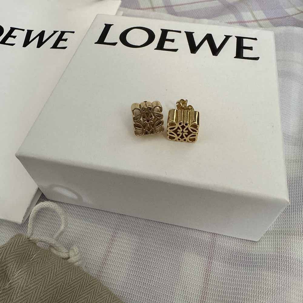 Loewe Hollow Square Earrings Gold