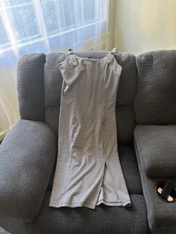 Houndstooth Midi Slip Dress with Slit