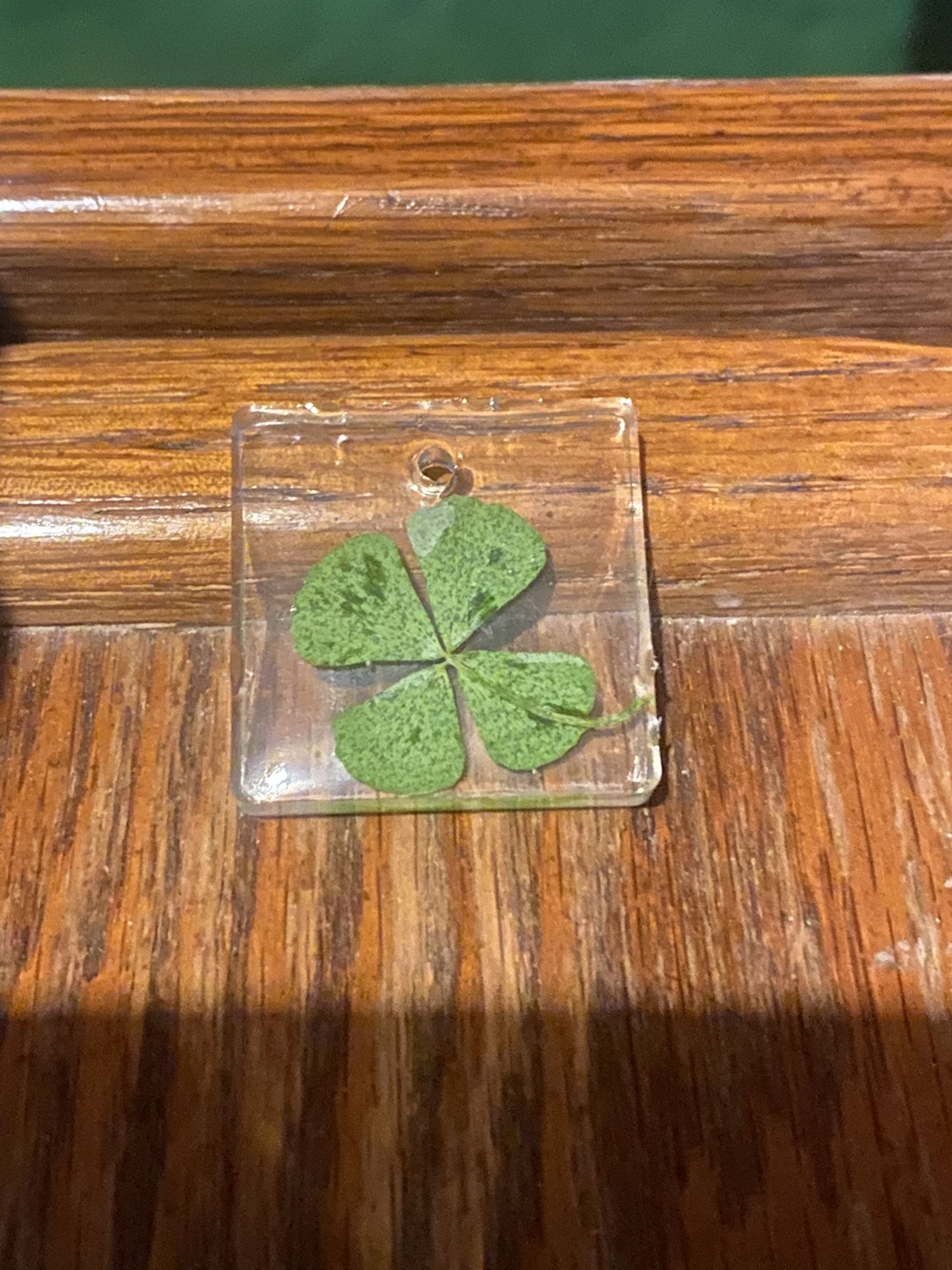 Real four leaf clover necklace or keychain