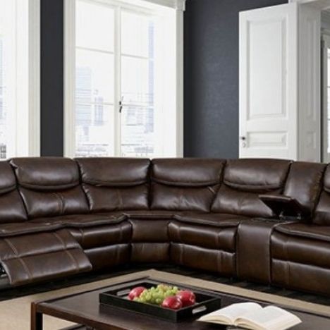 Brand New Plush Brown Leather Reclining Sectional Sofa