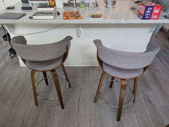 Mid-Century Modern Swivel Bar Stools Set of 2