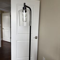 Industrial Floor Lamp with Hanging Glass Lampshade and Foot Switch